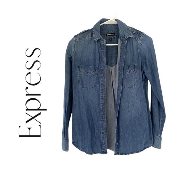 NWOT Express Chambray Button Down - Picture 9 of 9